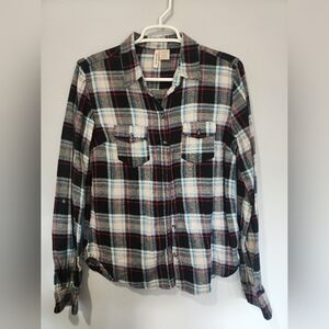 Plaid Flannel Shirt - Red, Blue, White